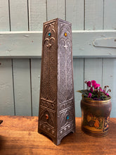 Jewelled Arts & Crafts pewter obelisk, c. 1900–1925
