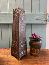Jewelled Arts & Crafts pewter obelisk, c. 1900–1925