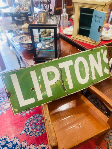 Green Irish Lipton Tea Enamel Sign