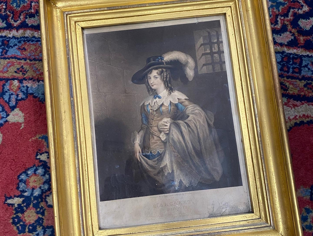 Margret in disguise Hand Coloured Engraving in Gilt Frame - 1900