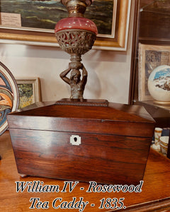 William IV, Sarcophagus style rosewood tea caddy - 1835