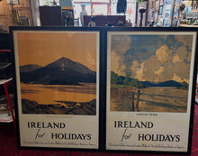 Pair of London Midland & Scottish Railways travel posters, illustrated by Paul Henry. “Ireland for the holidays”