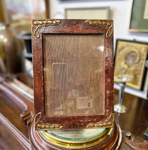 Original Art Nouveau Leather and Copper Picture Frame.