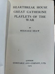 The Plays of Bernard Shaw, Constable & Co, 1929