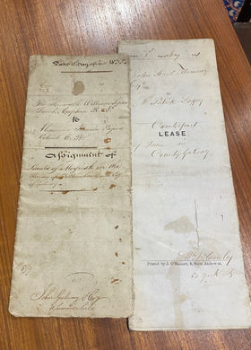 Deeds for land at Moyrusk, Ballinahich, Co.Galway, 1835. Between Capt. William French (Royal Navy, Monivea) & Col. Alexander Thompson, (Connacht Rangers) of Salruck House, Ballinahinch. 8000 acres.