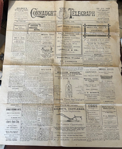 An excellent pair of Connaught Telegraph newspapers from 1919 and 1923