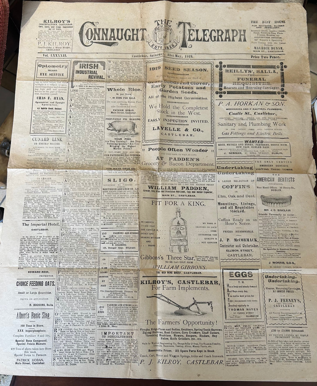 An excellent pair of Connaught Telegraph newspapers from 1919 and 1923