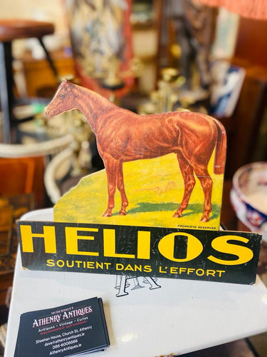Helios Equestrian Supplies counter top showcard - Vintage Advertising sign Horse