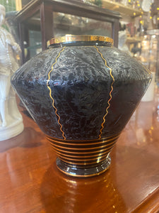 Art Deco Black Glass Vase - Paul Haller for De Rupel Boom, Belgium, 1930’s