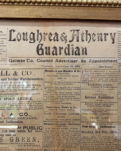 The Loughrea and Athenry Guardian - September 22 1904. A very Rare Local Newspaper.