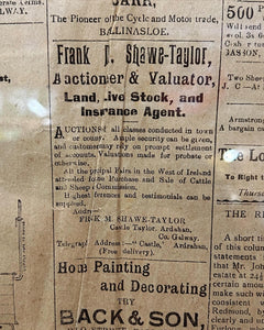 The Loughrea and Athenry Guardian - September 22 1904. A very Rare Local Newspaper.