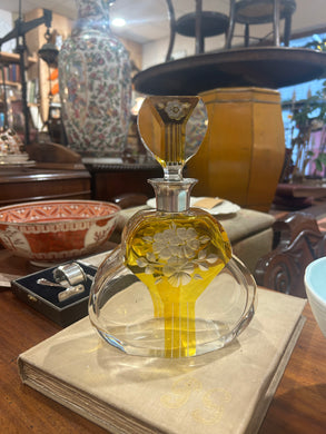 Large Josephinehutte  Art Deco amber crystal scent bottle.